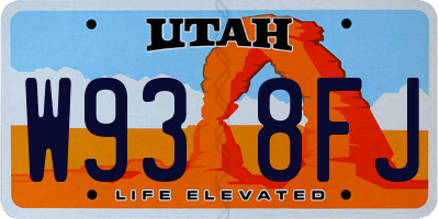 UT license plate W938FJ