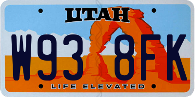 UT license plate W938FK