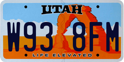 UT license plate W938FM