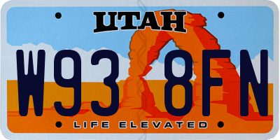 UT license plate W938FN
