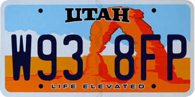 UT license plate W938FP