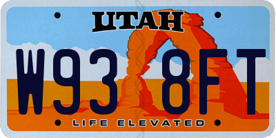 UT license plate W938FT