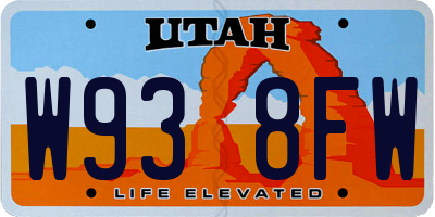UT license plate W938FW