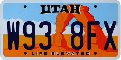 UT license plate W938FX