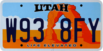 UT license plate W938FY