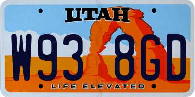 UT license plate W938GD