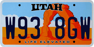 UT license plate W938GW