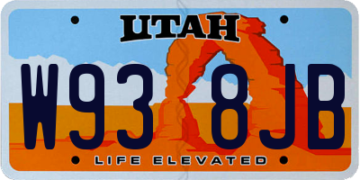 UT license plate W938JB