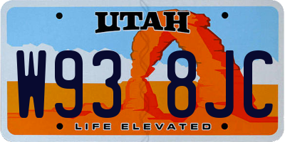 UT license plate W938JC