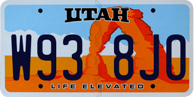 UT license plate W938JO