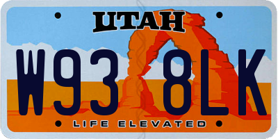 UT license plate W938LK