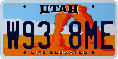 UT license plate W938ME