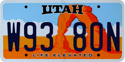 UT license plate W938ON