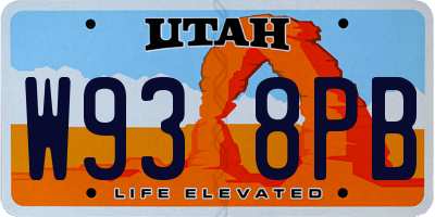 UT license plate W938PB
