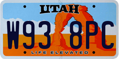 UT license plate W938PC