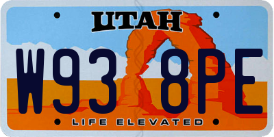 UT license plate W938PE