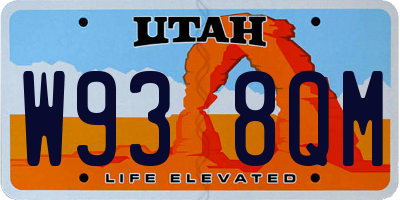 UT license plate W938QM