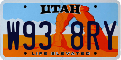 UT license plate W938RY