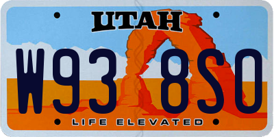 UT license plate W938SO
