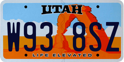 UT license plate W938SZ