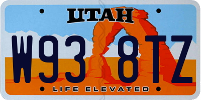 UT license plate W938TZ