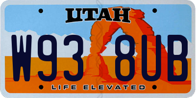 UT license plate W938UB