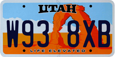 UT license plate W938XB