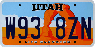 UT license plate W938ZN