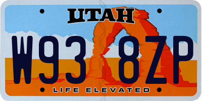 UT license plate W938ZP