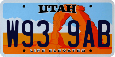 UT license plate W939AB