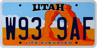 UT license plate W939AF