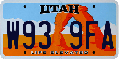 UT license plate W939FA