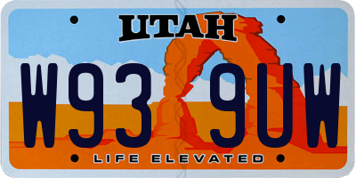 UT license plate W939UW