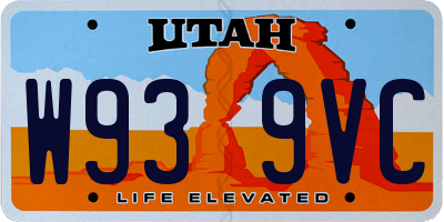 UT license plate W939VC