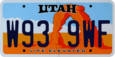 UT license plate W939WF