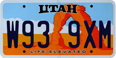 UT license plate W939XM