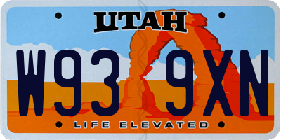 UT license plate W939XN