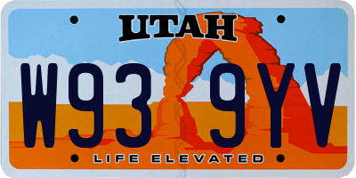 UT license plate W939YV