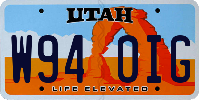 UT license plate W940IG