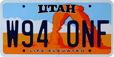 UT license plate W940NF