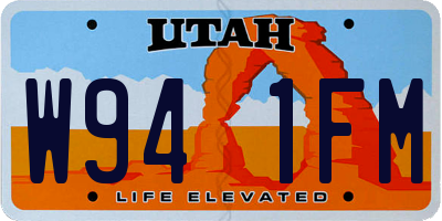 UT license plate W941FM