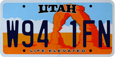 UT license plate W941FN
