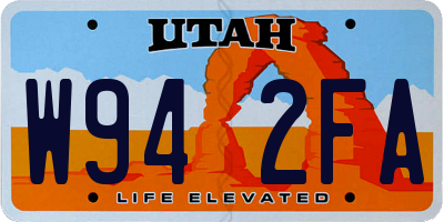 UT license plate W942FA