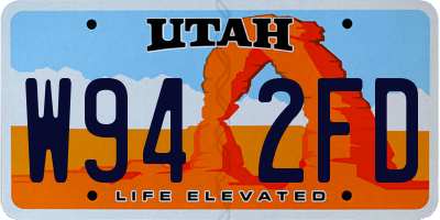 UT license plate W942FD