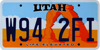 UT license plate W942FI