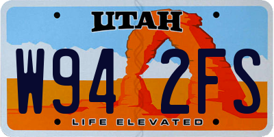 UT license plate W942FS