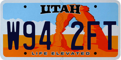 UT license plate W942FT