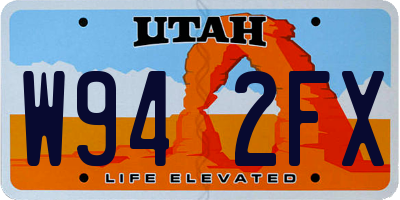 UT license plate W942FX