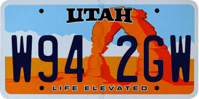 UT license plate W942GW