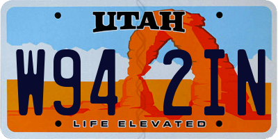 UT license plate W942IN